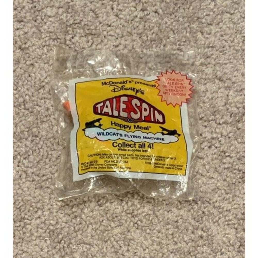 1989‎ Disney Tale Spin Wildcat Plane McDonald's Happy Meal Toy Sealed